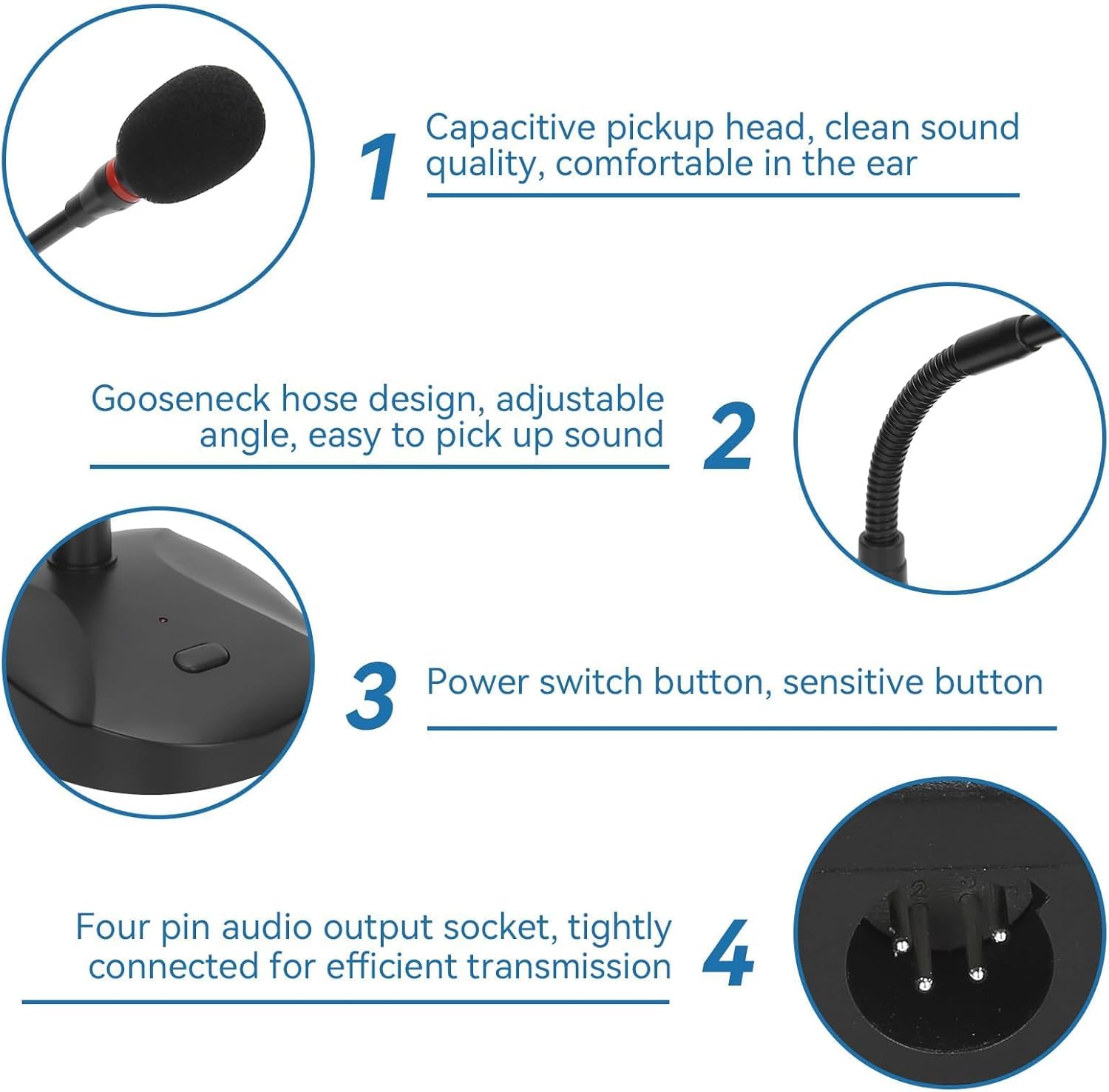 Cyrank USB Computer Microphone, Gooseneck Condenser Microphone Wired Microphone Podium Microphones Desktop Paging Mic Corded Voice Mic for Meetings Lectures