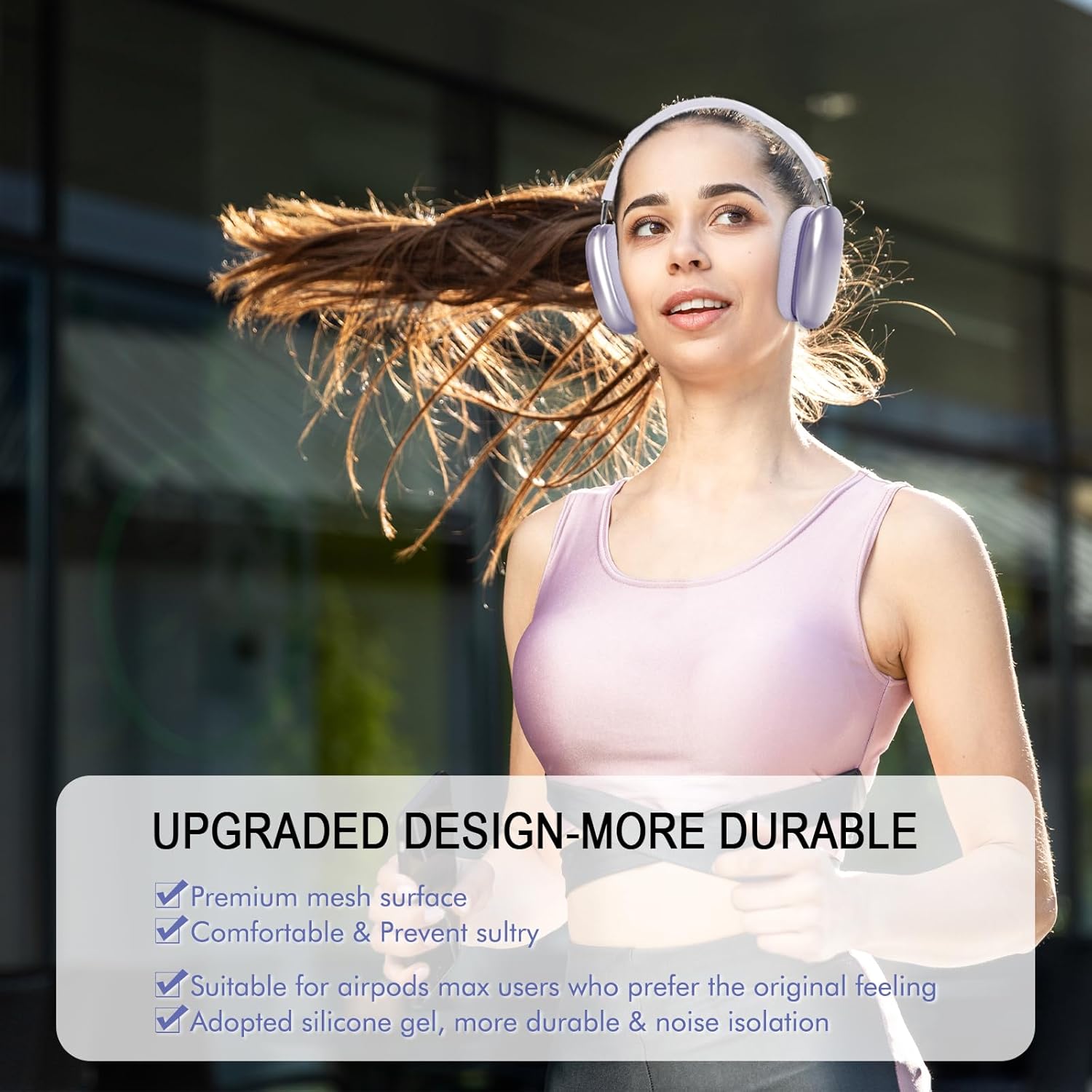 Ear Cushions for AirPods Max 2024 Headphones, Mesh Fabric Ear Pads Replacement with Strong Magnet for Apple 2.0 Over-Ear Headset Upgraded Ear Cups (Purple)