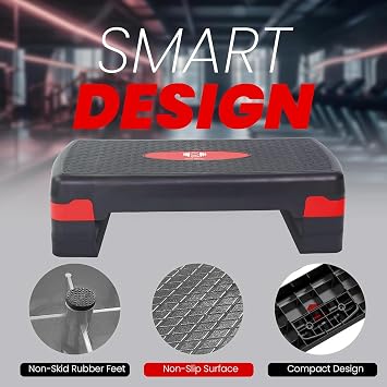 FK Sports Adjustable Aerobic Stepper for Home Workout | 10-30 CM Height Levels, Exercise Step for Exercise Workout, Aerobic Step Platform,Workout Step, Adjustable Step Up Box for Home Gym Fitness