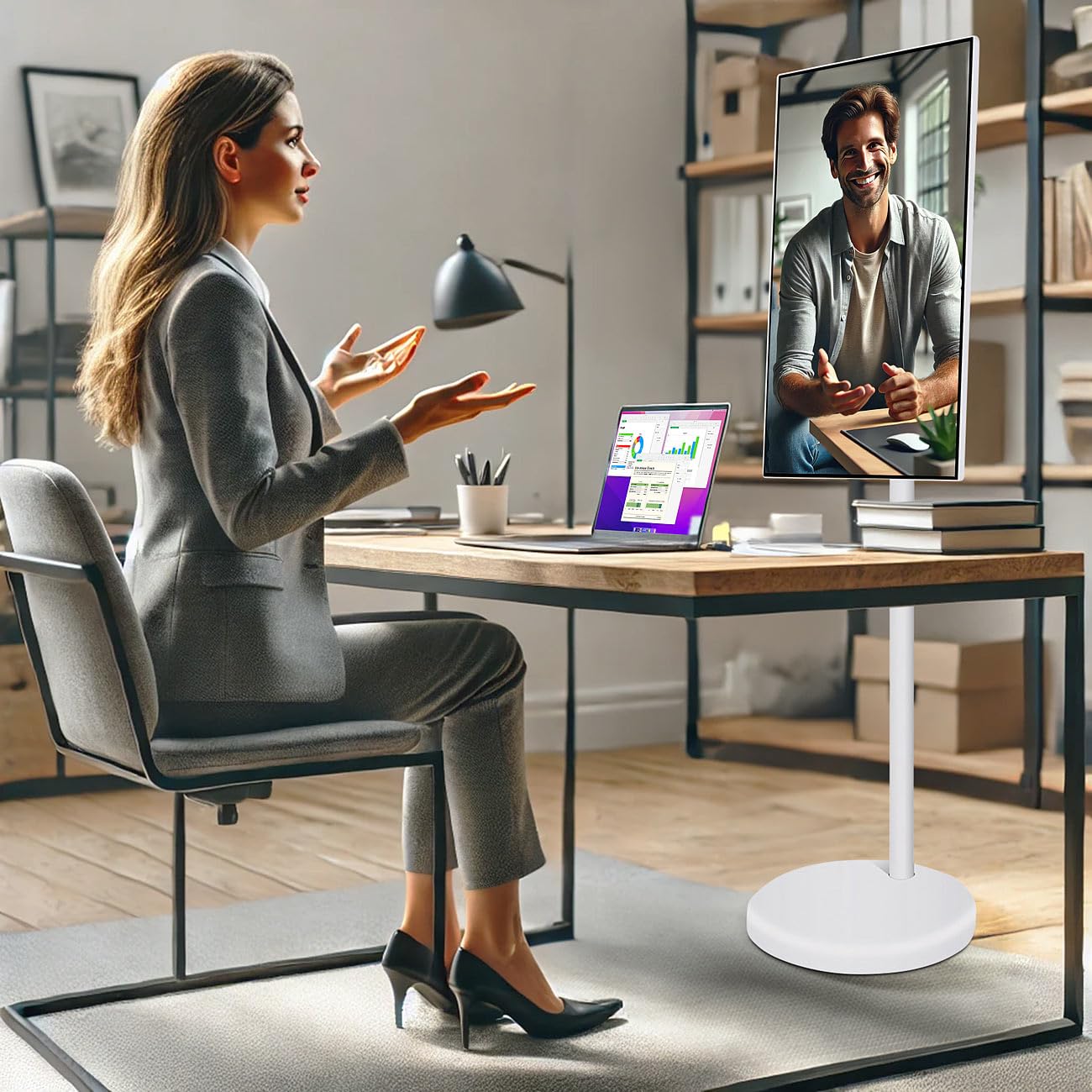 Écran nomade tactile connecté Full HD 32" avec support mobile et batterie [auvisio]