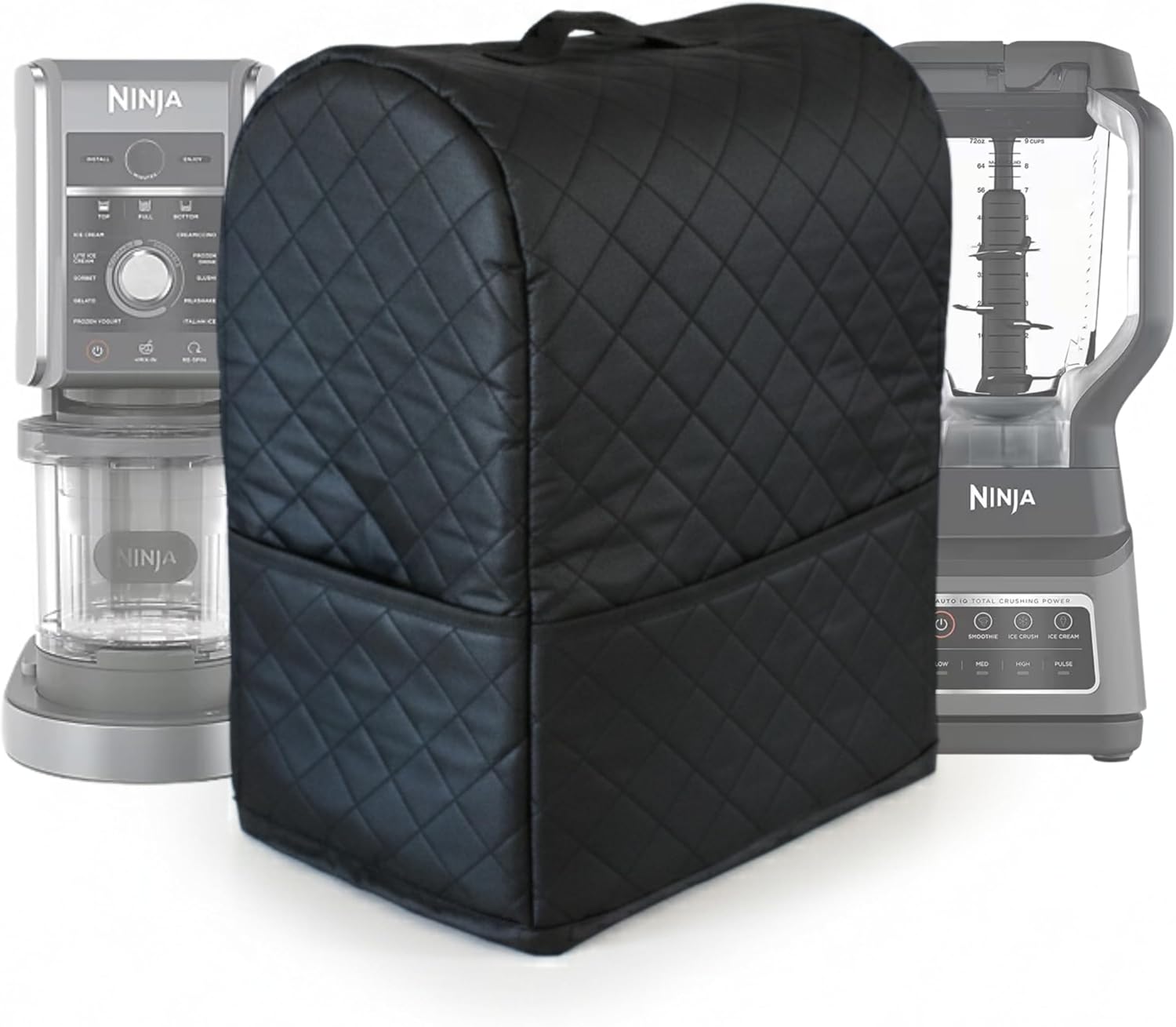 Soundproof Cover for Ninja CREAMi & Blenders – Noise Reduction Shield with Acoustic Egg-Crate Foam – Quilted Sound Dampening Enclosure & Universal Kitchen Organizer with Dual Storage Pockets (Black)