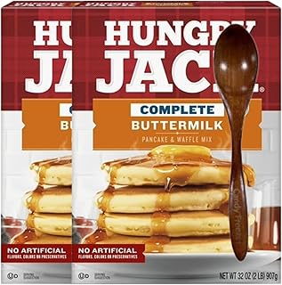 Hungry-Jack Complete Buttermilk Pancake and Waffle Mix – Two 32 oz Boxes (4 lbs Total) – Includes Candy Freezer Wooden Spoon – No Artificial Flavors or Colors - Wooden Spoon