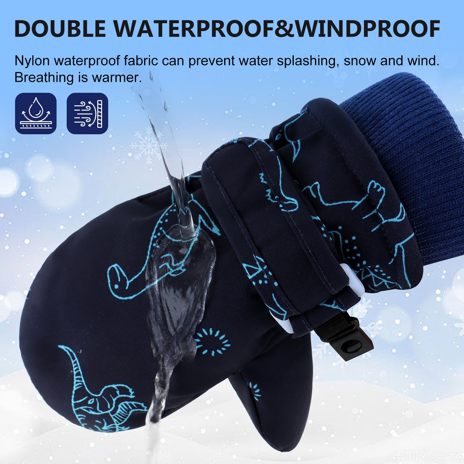 Guantes de nieve impermeables para niños pequeños, guantes de esquí con forro polar, guantes de invierno para niños y niñas