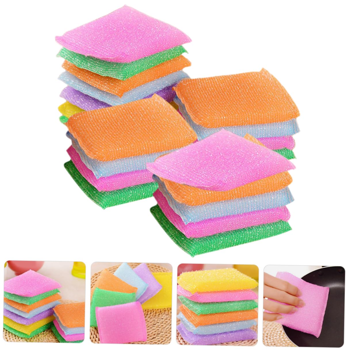 CIYODO 20pcs Kitchen Dish Sponge Scrubber Sponge Dishwashing Scrubber Natural Dish Sponge Rinse Clean Kitchen Soap Dispenser Sponges Scrub Pads for Dishes Kitchen Scrubber Pot Wipes Nylon