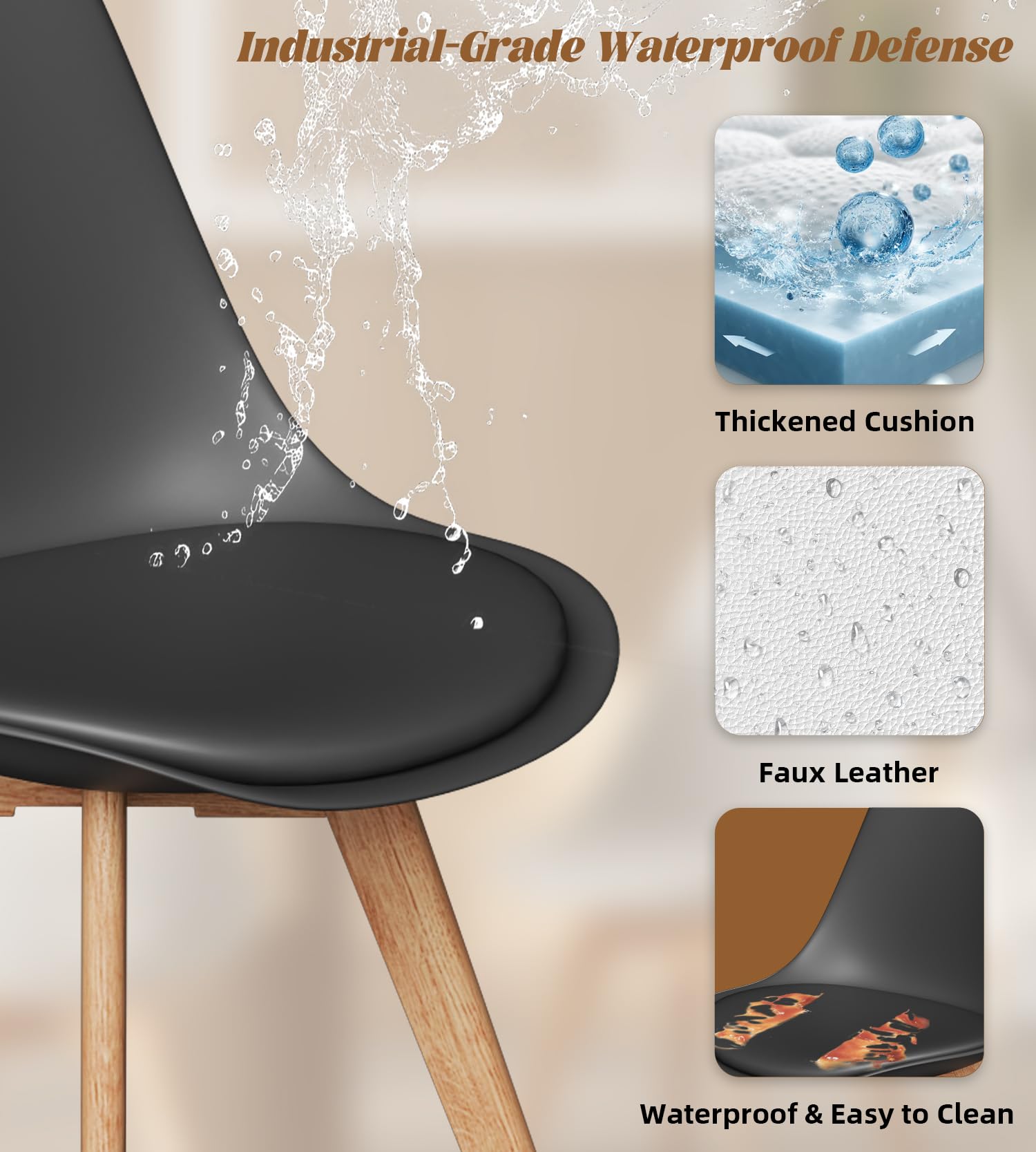Stanew Chaises de Salle à Manger, Lot de 6 Chaises Scandinaves, Chaise de Cuisine, Idéal pour Salle à Manger, Salon, Chambre à Coucher, Chaises Noires