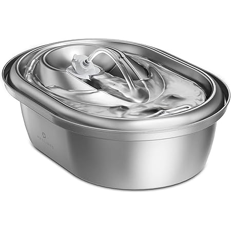 UIOOQ Katzenbrunnen Edelstahl - 2,2L Trinkbrunnen Mit Filter Ultra-leise