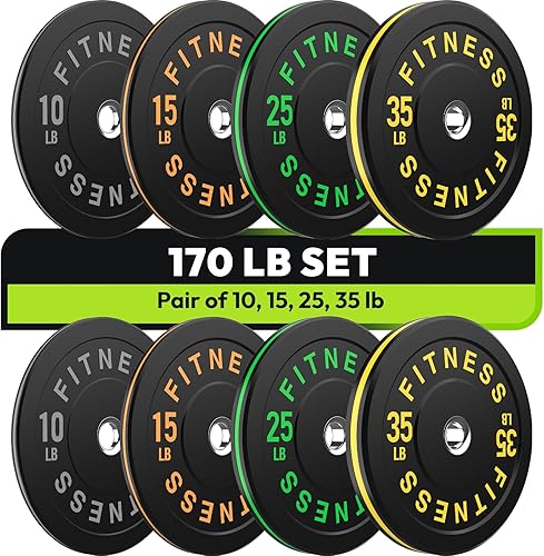 Miniatura 49 de Juego de discos de peso de 2 pulgadas de alto rebote, juego de discos olímpicos de 45/100/160/190/260/300 libras, juego de discos de peso de colores