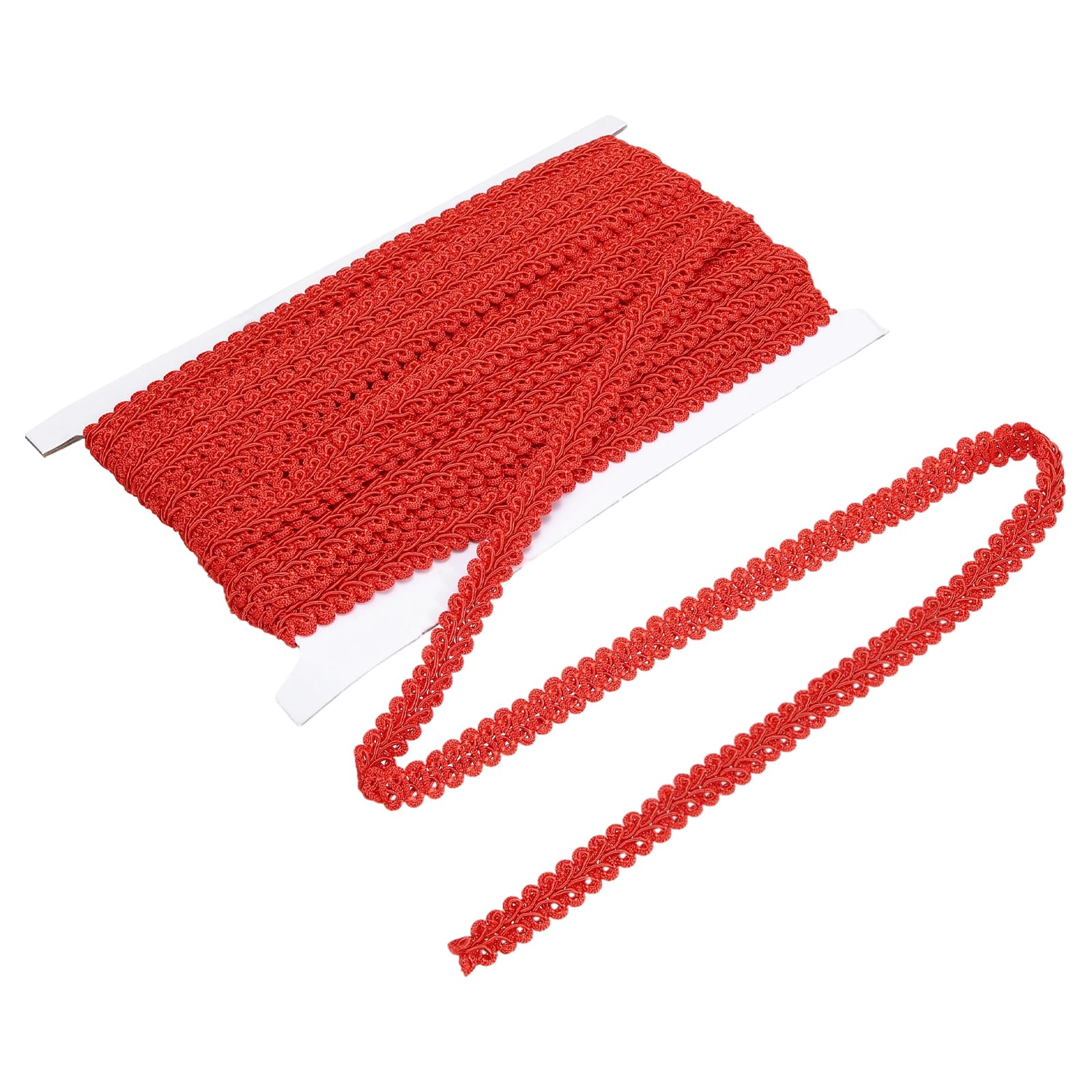 sourcing map Gimp Braid Trim, 1/2" x 14 Yards Polyester Woven Braid Fabric Upholstery Trim for Sewing Costume DIY Crafts Home Decoration, Red