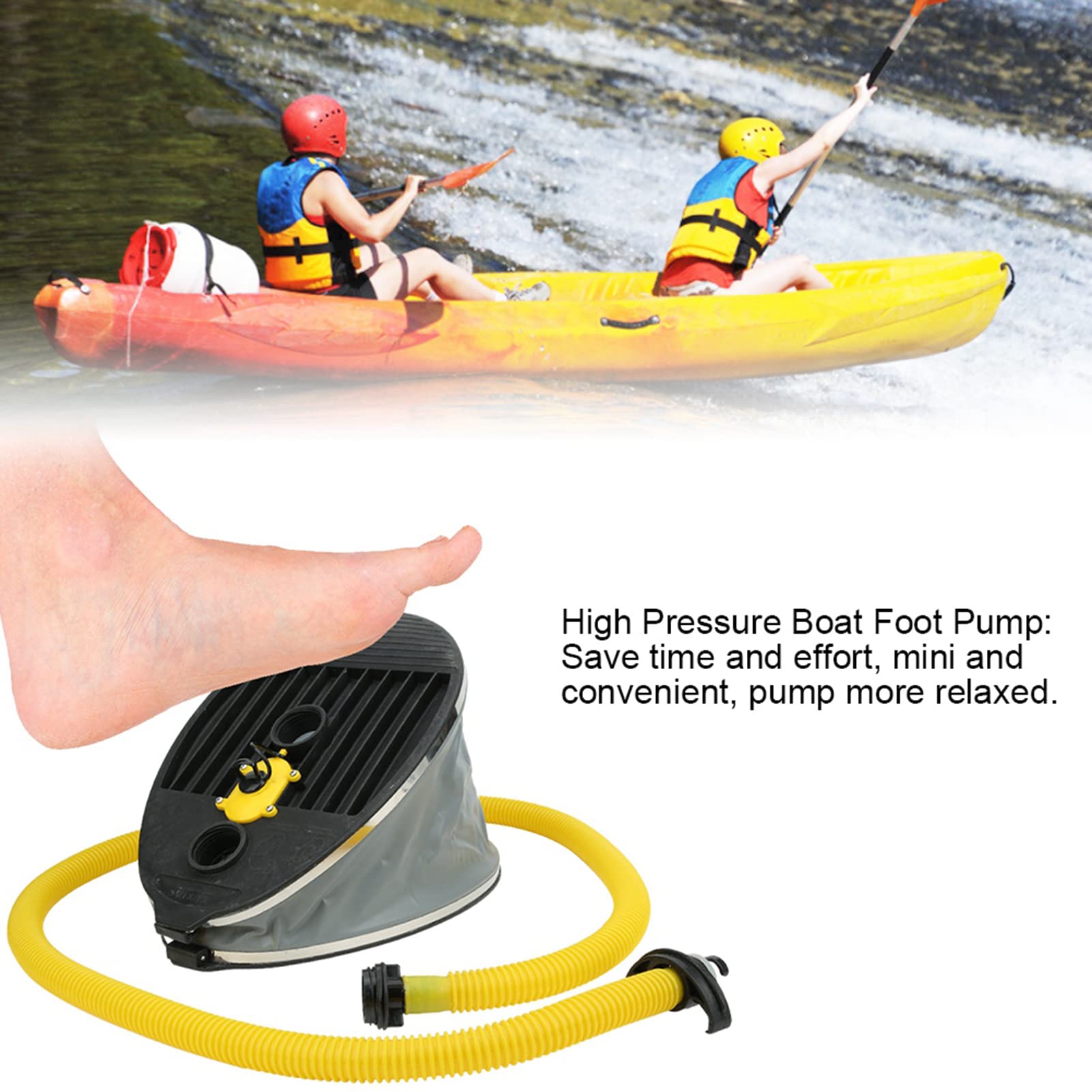 Pompa a Pedale per Barca Ad Alta Pressione da 10 Litri Pompa Ad Aria Gonfiabile Portatile per Gommone per Canoa Kayak