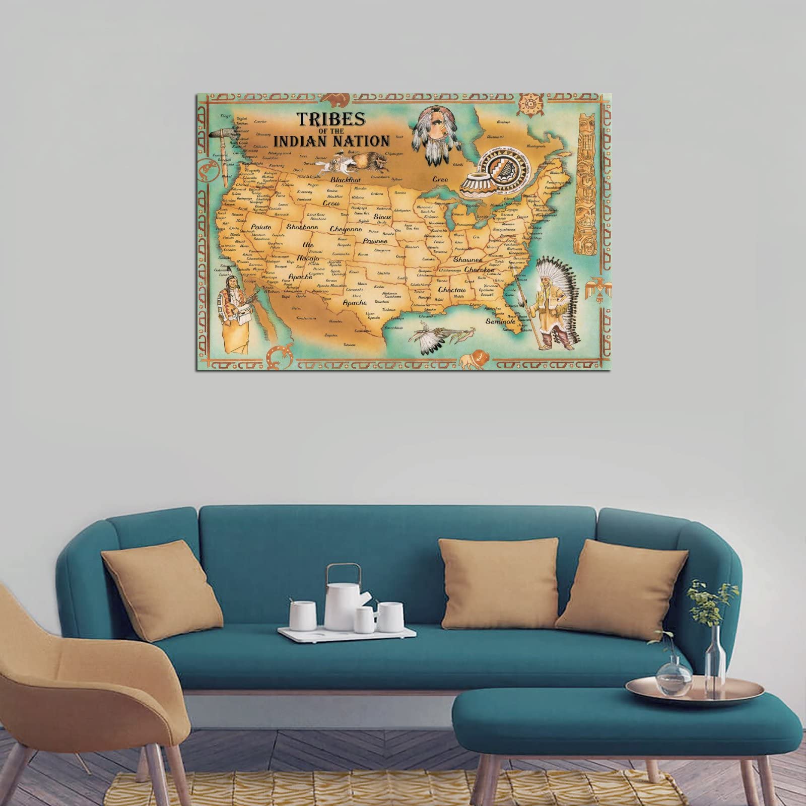 Affiche Carte des États-Unis | Décoration Murale Typographie Moderne
