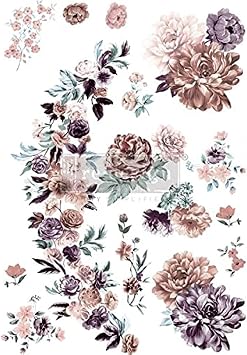 Redesign with Prima Decor Transfers Burgundy Rose Garden Total Sheet Size 24"x35", Cut Into 3 Sheets Rub on Transfers for Crafts and Furniture Home Decor Transfers | Furniture and Craft Decals