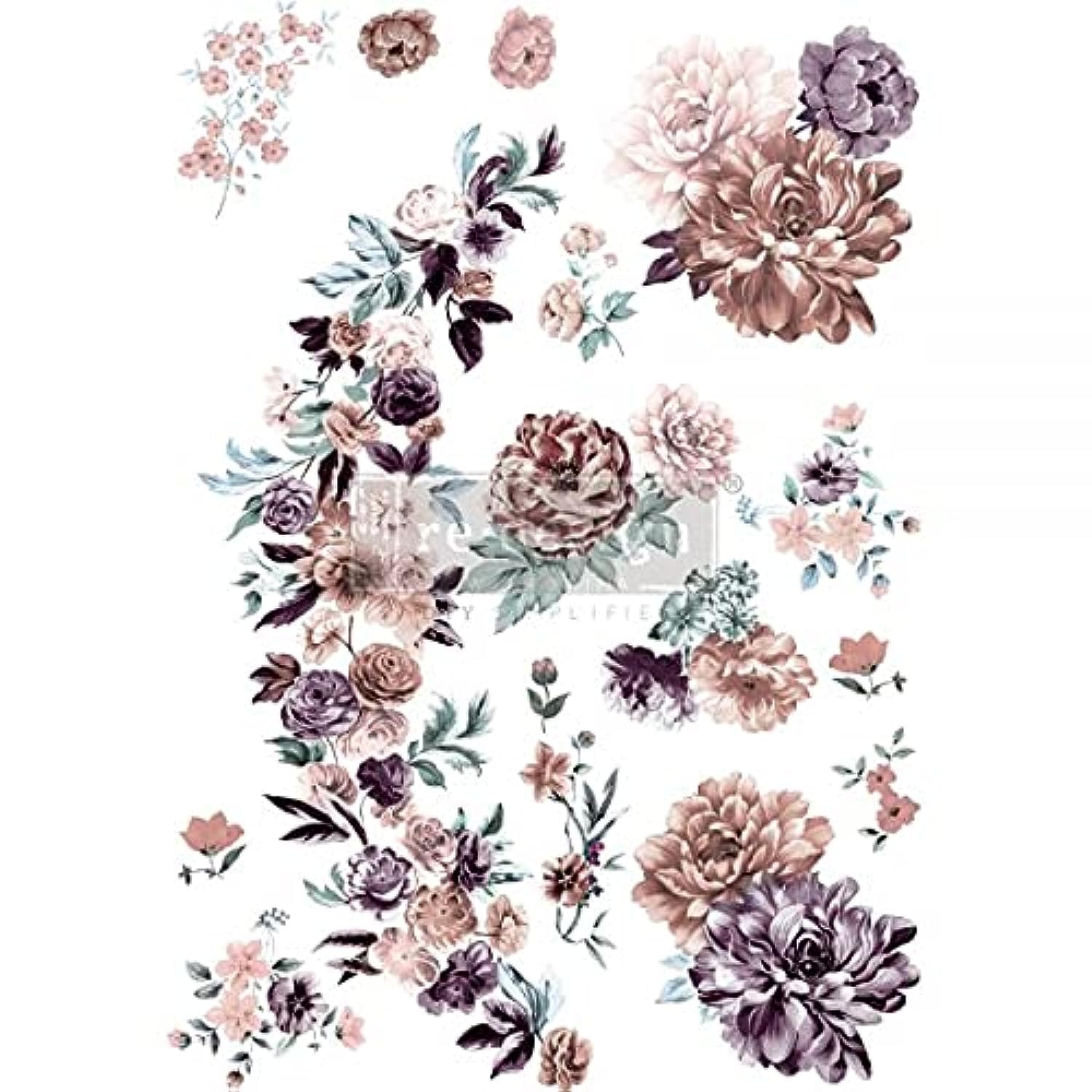 Redesign with Prima Decor Transfers Burgundy Rose Garden 24"x35" Wall Decals DIY Wallpaper Wall Stickers Murals Decor for Kitchen Living Room Bedroom Bathroom Nightstands Table Décor