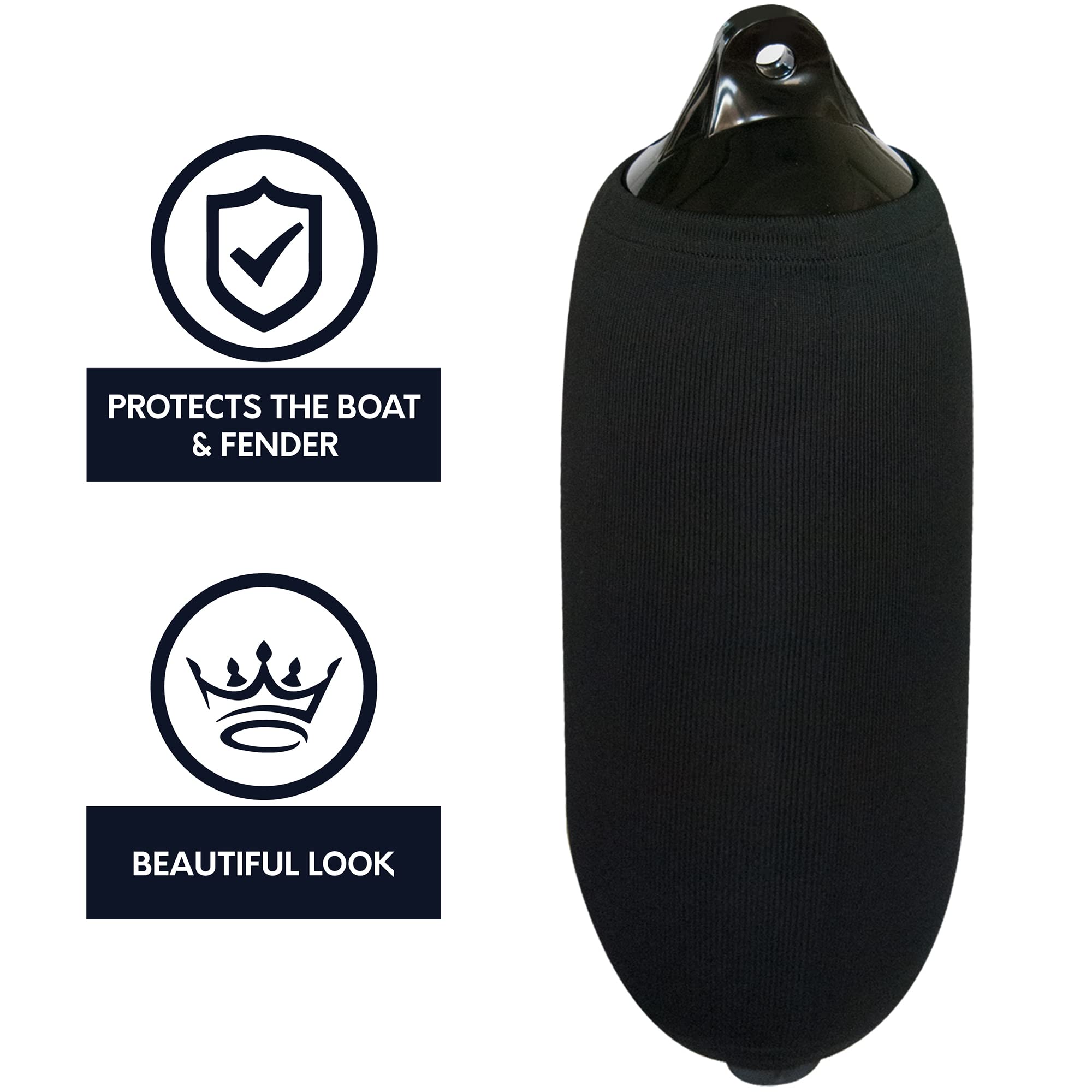 Byllstore Boat Fender Covers | 1, 2 and 4-Packs | 6" x 18", 8" x 22" and 9" x 26" | Black Marine Bumper Covers | Polyester (8" x 22", 4-Pack)