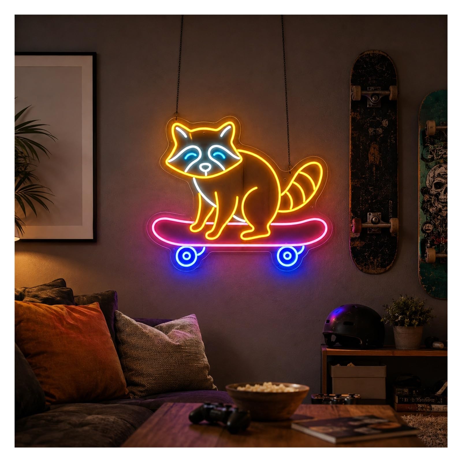 XENITE Luci al Neon Da Parete Insegna Al Neon Di Procione Skateboard