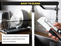 Vista 6 de Abrelatas resistente con imán – Abrelatas comercial manual para personas mayores, de mano, hoja afilada, borde liso, perilla plegable para un fácil