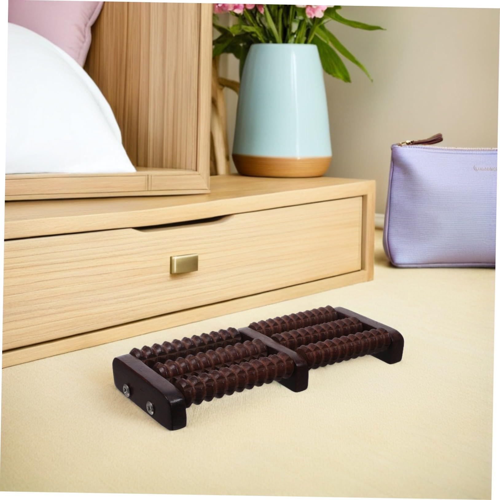 Holz Fußroller Massagegerät mit Mehrfach- Manuelle Fußmassage zur Schmerzlinderung Akupressur Fußmassage Roller für Zuhause Büro und Reise Natürliche Holzoptik für Entspannung