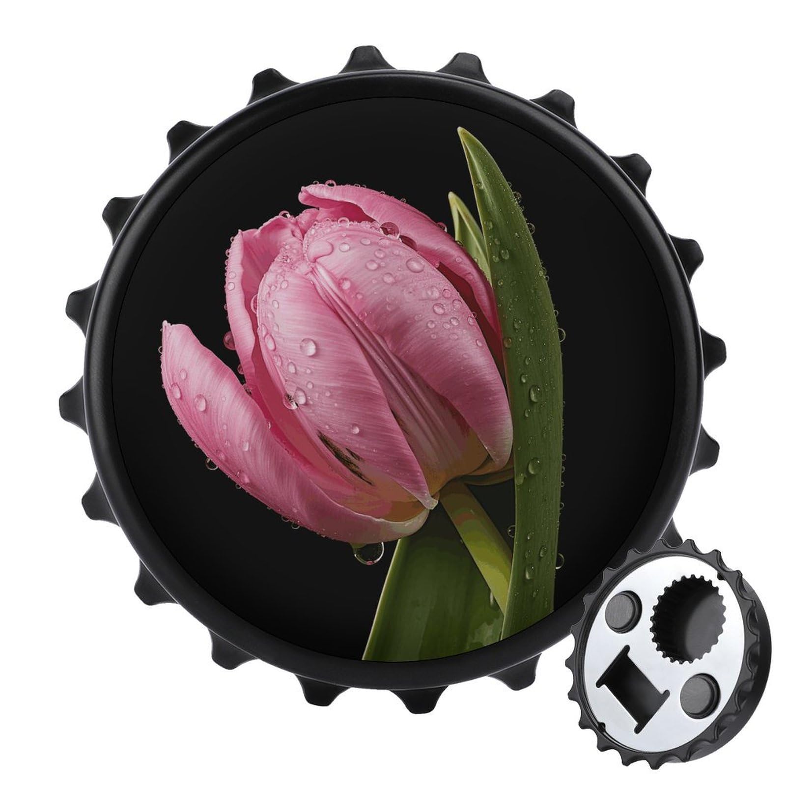 Décapsuleur de bière aimant de réfrigérateur fleur humide anti-perte