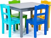 Vista 1 de Humble Crew- Juego de mesa y 4 sillas de madera para niños, gris/azul/verde/amarillo