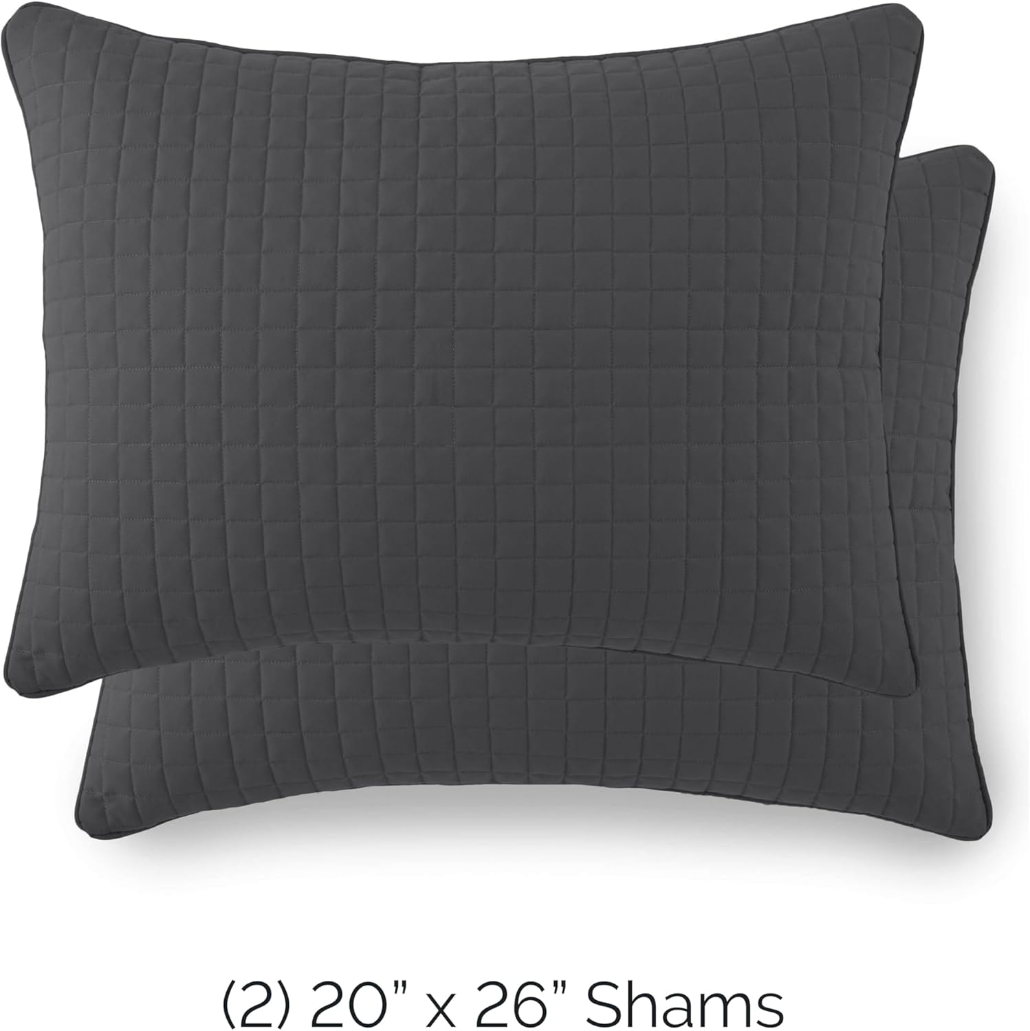 Southshore Fine Living, Inc. Decorative Pillow Covers Standard Size 20"x26", Pillow Shams Queen Size Set of 2, Fits Twin/Full/Queen Bed, Quilted Pillow Shams Complement Quilt Set, Slate Grey