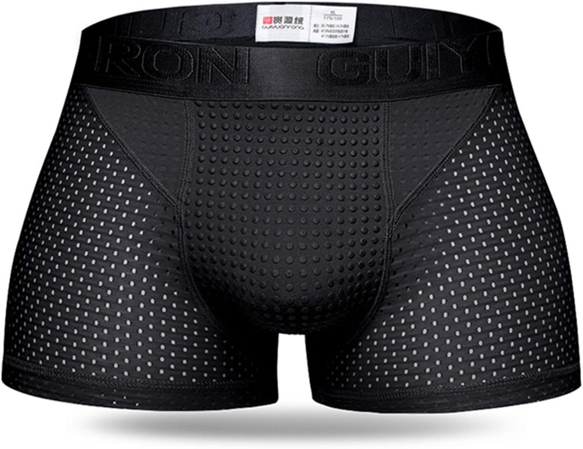 Men's Boxer Briefs Magnetic Underwear Boxershorts Mesh Therapy Health Care Comfort Shorts Black US S=Tag L
