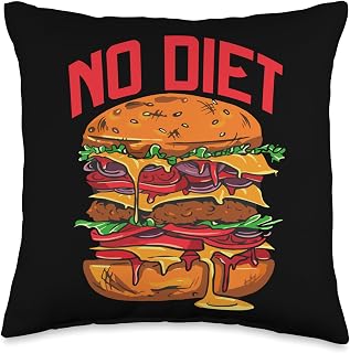 No Diet Food Lover Big Burger Foodie No diet Diet Throw Pillow