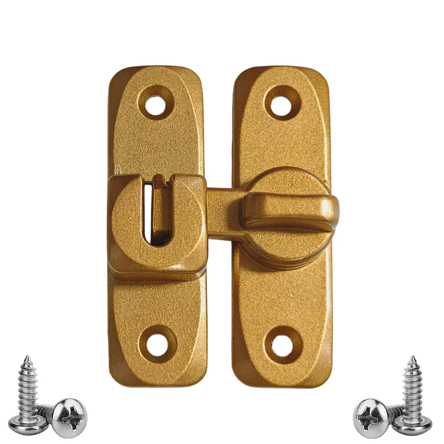 IGXX Sliding Barn Door Lock, Right Angle Snap Door Latch, 90° Lock Bolt Hardware for Bathroom, Bedroom, Cabinet, Brass Finish