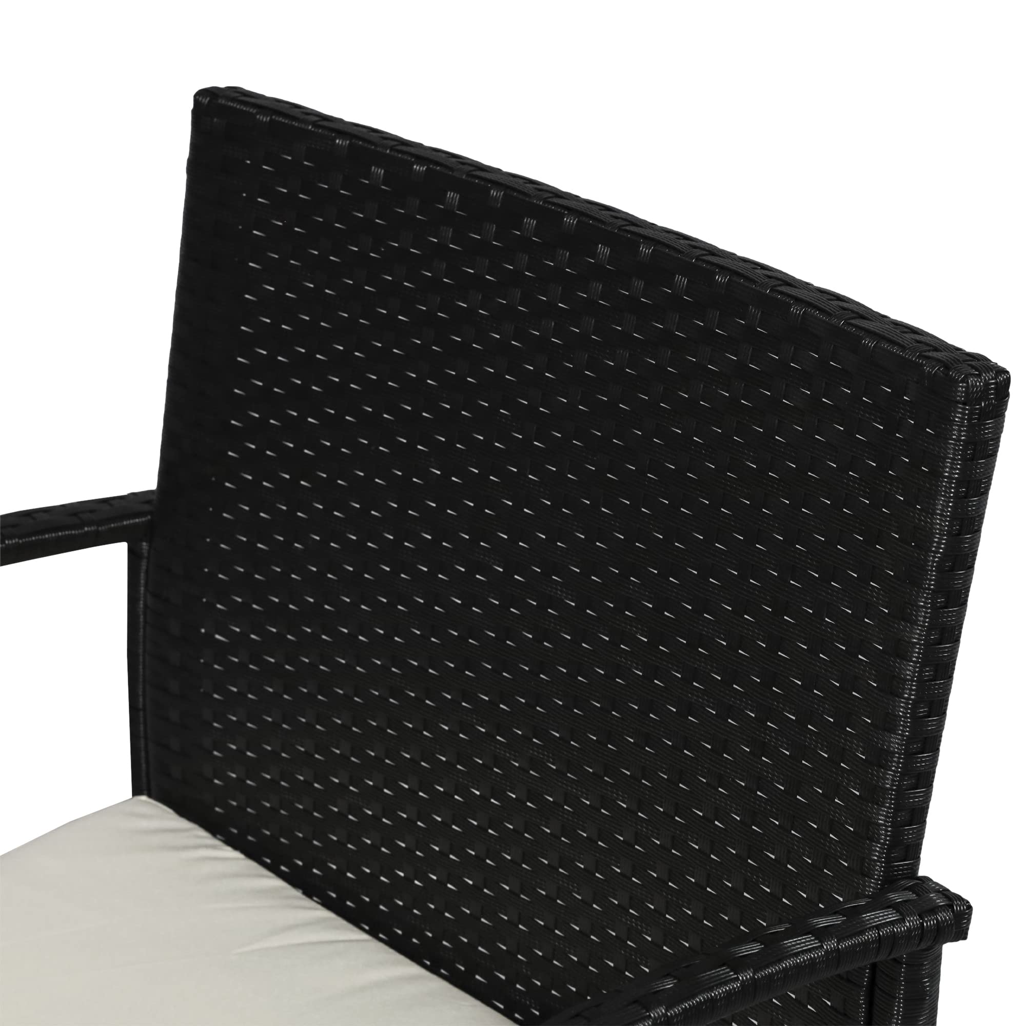 Outsunny Set da Giardino 4 Pezzi in Rattan PE, Salotto da Giardino con Tavolino da Giardino 75x40x38 cm, 2 Poltroncine 57x60x77 cm e Divano 2 posti 108x60x77 cm, Nero e Crema