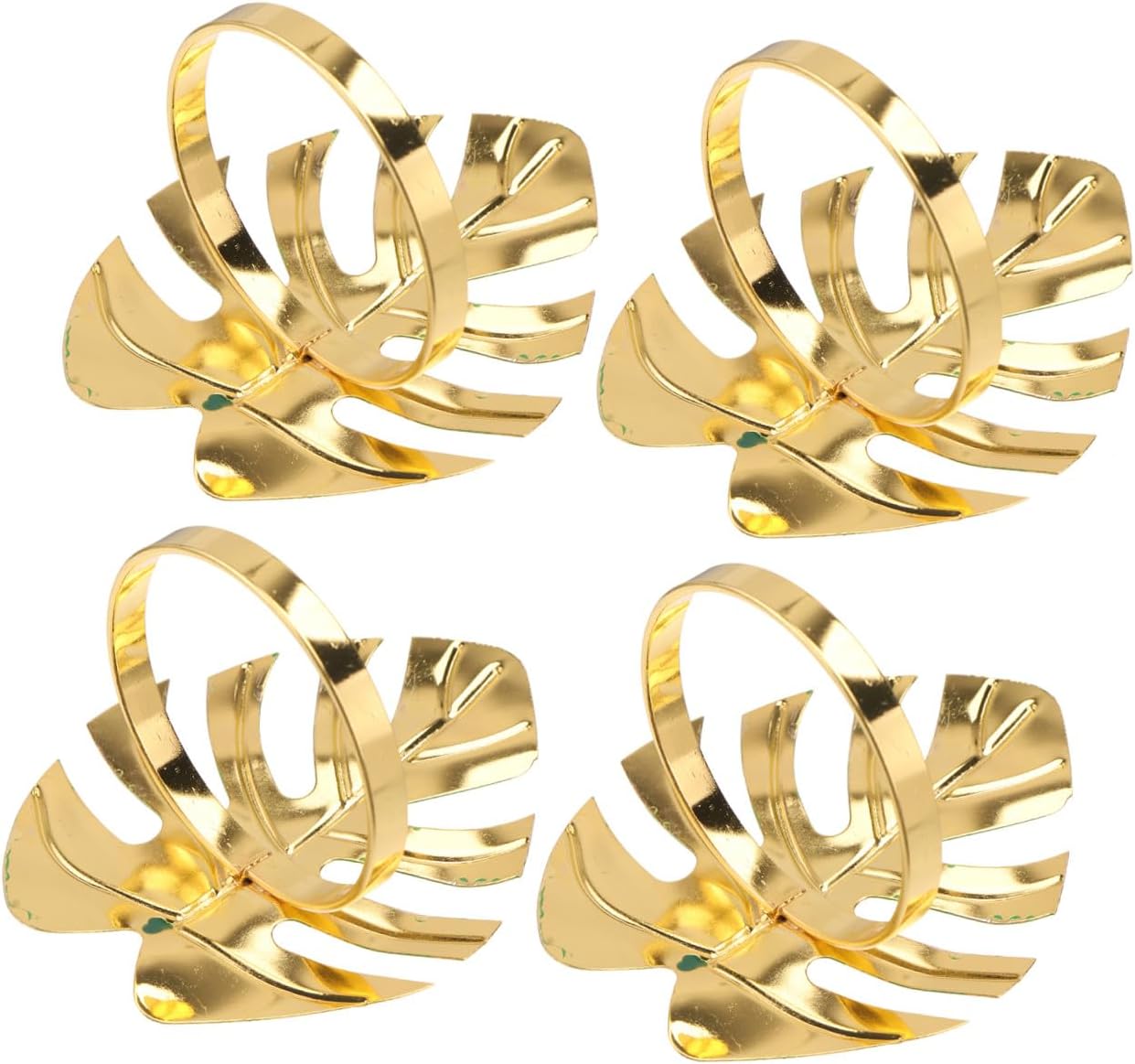 INOOMP 4Pcs Green Leaf Napkin Rings Elegant Monstera Leaf Napkin Holders for Parties Home Decor and Celebrations Multi Purpose Napkin Clasp Alloy Material