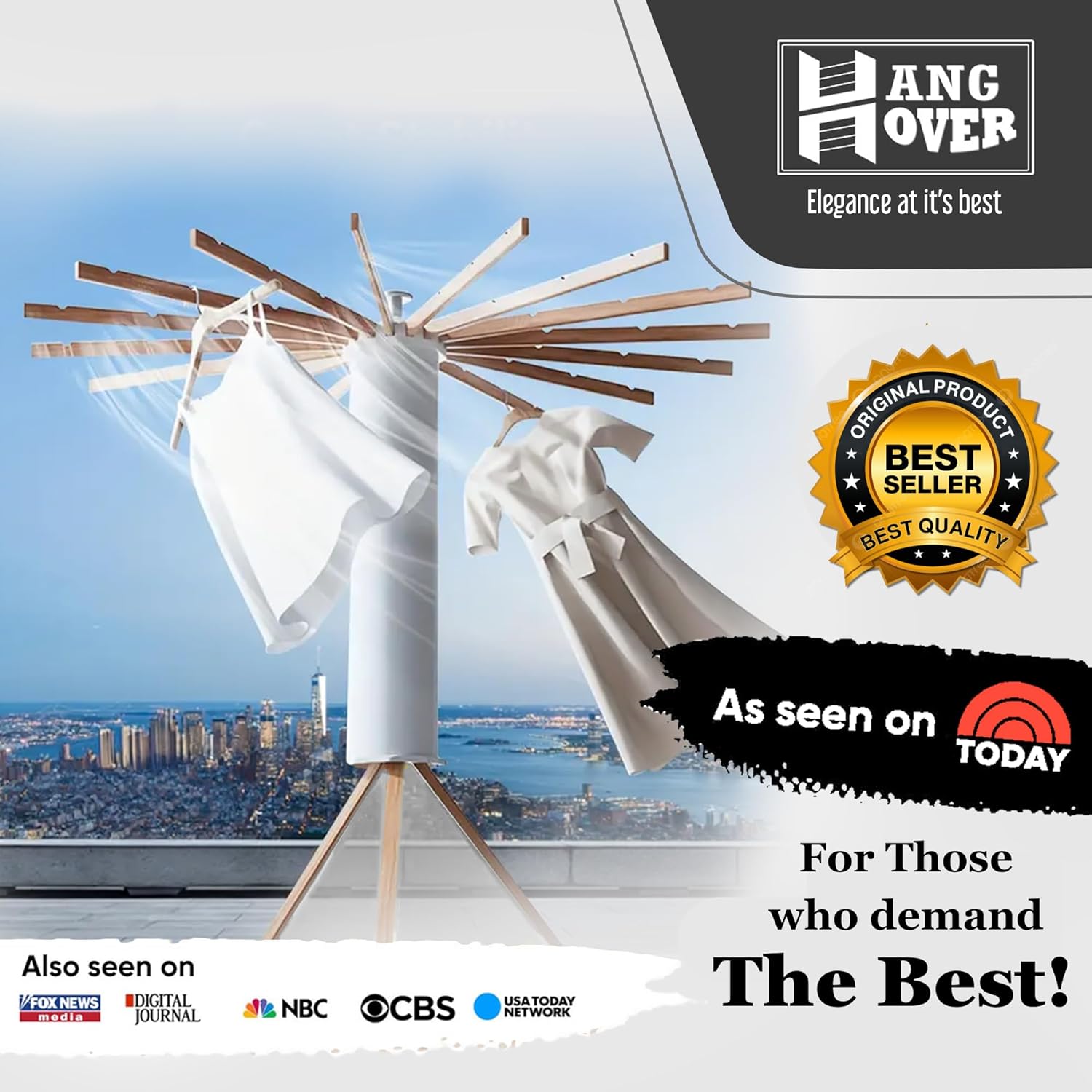 Collapsible Tripod Drying Rack – Foldable Laundry Stand, Indoor & Outdoor Holder for Clothing - Space Saving Hanger with 16 Poles and 315 inches Capacity, Octopus Style Clothes Pasta Bamboo Rack