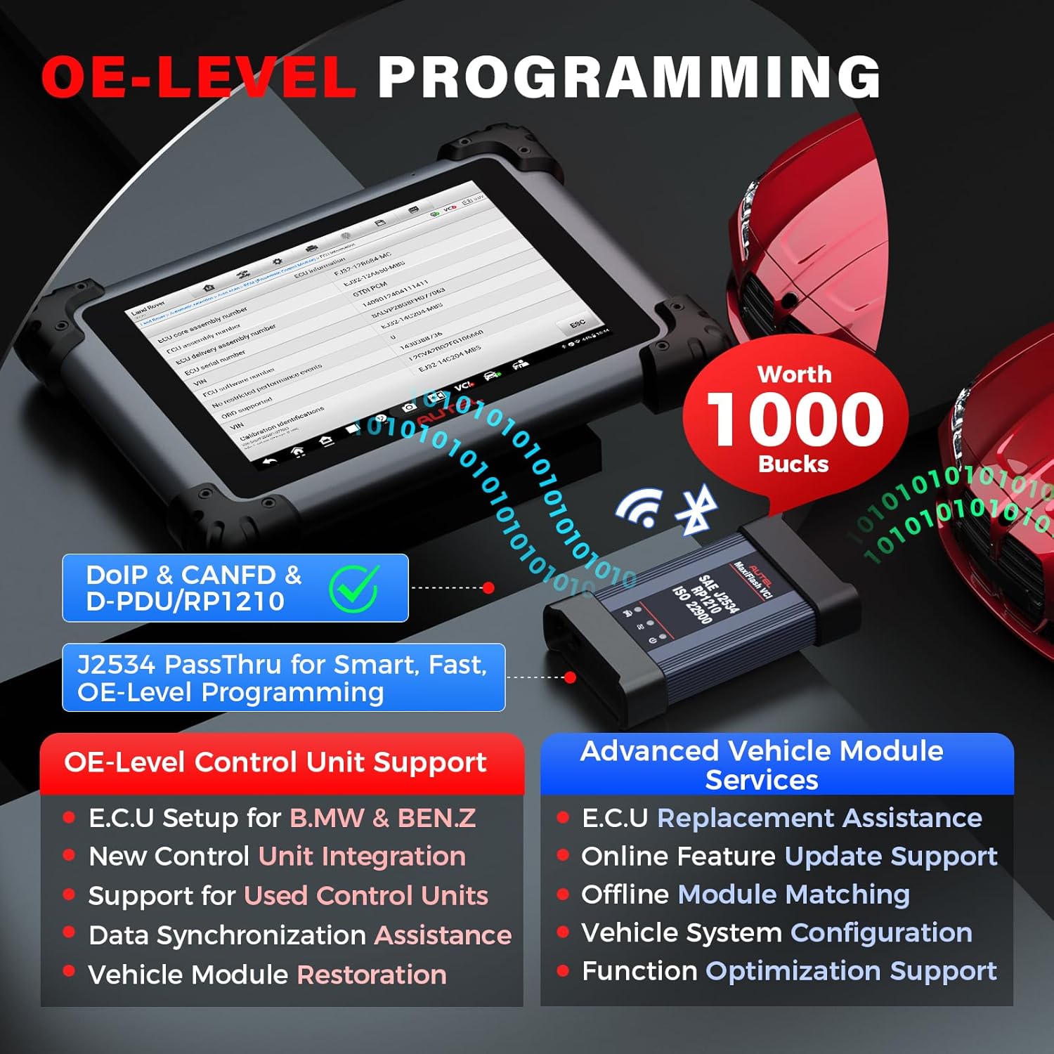 Autel Scanner MaxiSys Elite 2 PRO: 2026 2-Year Updates Elite II PRO w/ MV105S, J2534 Programming as Ultra MS909 MS919 Up of MS908S PRO II, Motor TruSpeed Repair, 40+ Resets, 3K Active Test, DOIP CANFD