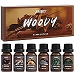 SALUBRITO Woody Fragrance Oils Set, Wood Essential Oil Set for Diffuse, Forest Pine, Sandalwood, Leather, Teakwood, Myrrh, Cedarwood Scented Oil for Candle, Soap Making