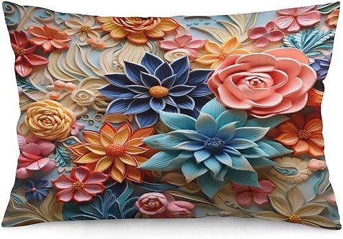 Funda de almohada de flores de jardines coloridos, protector de almohada de flores fabulosas de primavera, fundas de almohada lumbar para