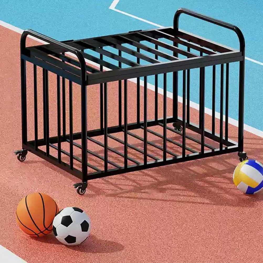 Carrello porta-palloni con ruote, in acciaio al carbonio, per pallacanestro, calcio, pallavolo e altro, ideale per squadre e allenatori, attrezzatura sportiva efficiente