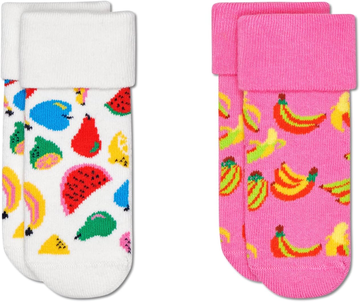Happy Socks 2-Pack Kids Fruit Terry Socks, White