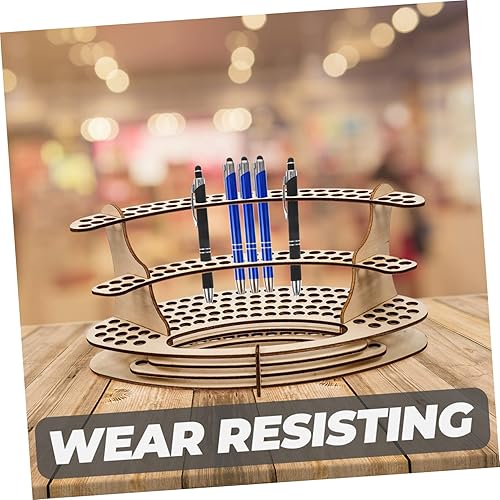 Miniatura 7 de MAGICLULU Soporte de madera para bolígrafo de bricolaje, soporte de exhibición de pasteles para brochas de maquillaje, ranuras verticales, soporte