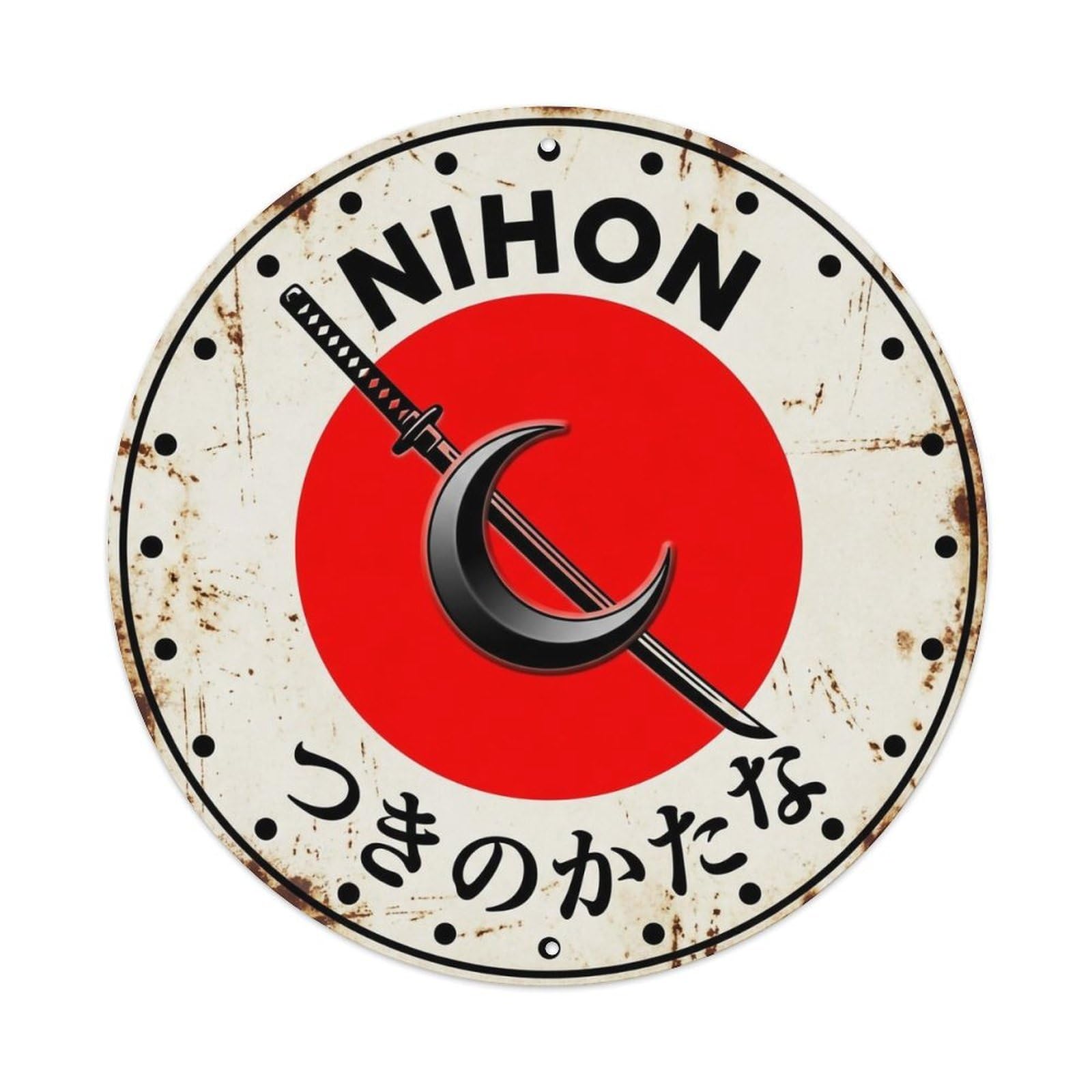 Yrnq 8X8inch Vintage Style Moon Sword Nihon Blade Weapon Vintage Metal Tin Sign