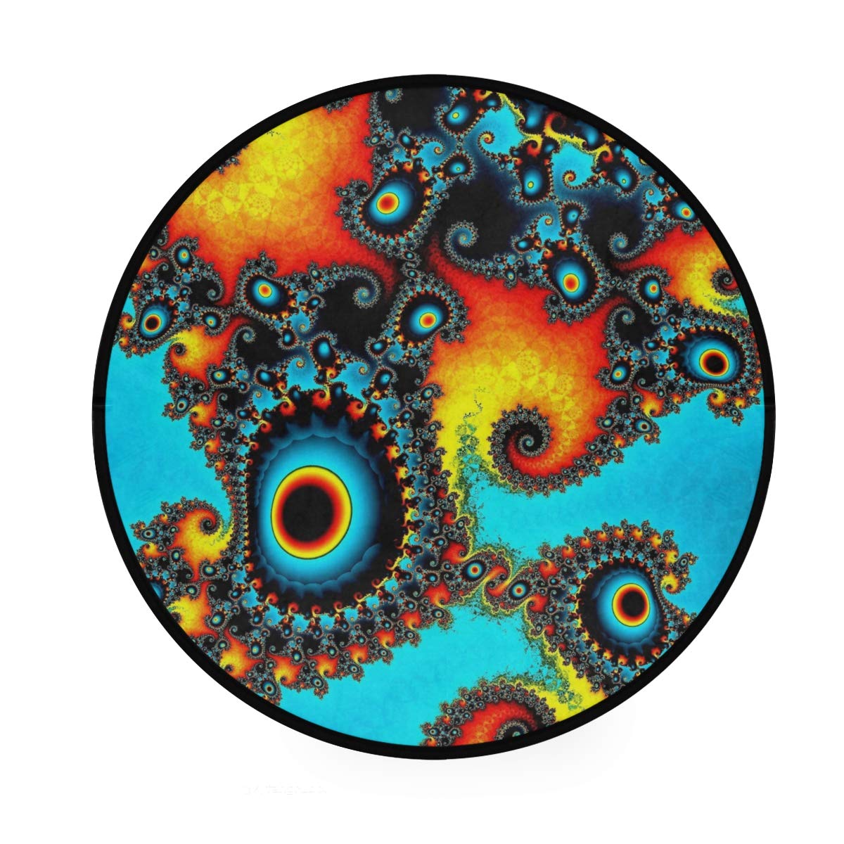 Art Artwork Fractal Digital Area Rug Round Non-Slip Carpet Living Room Bedroom Bath Floor Mat Home Decor (3 Feet Round)