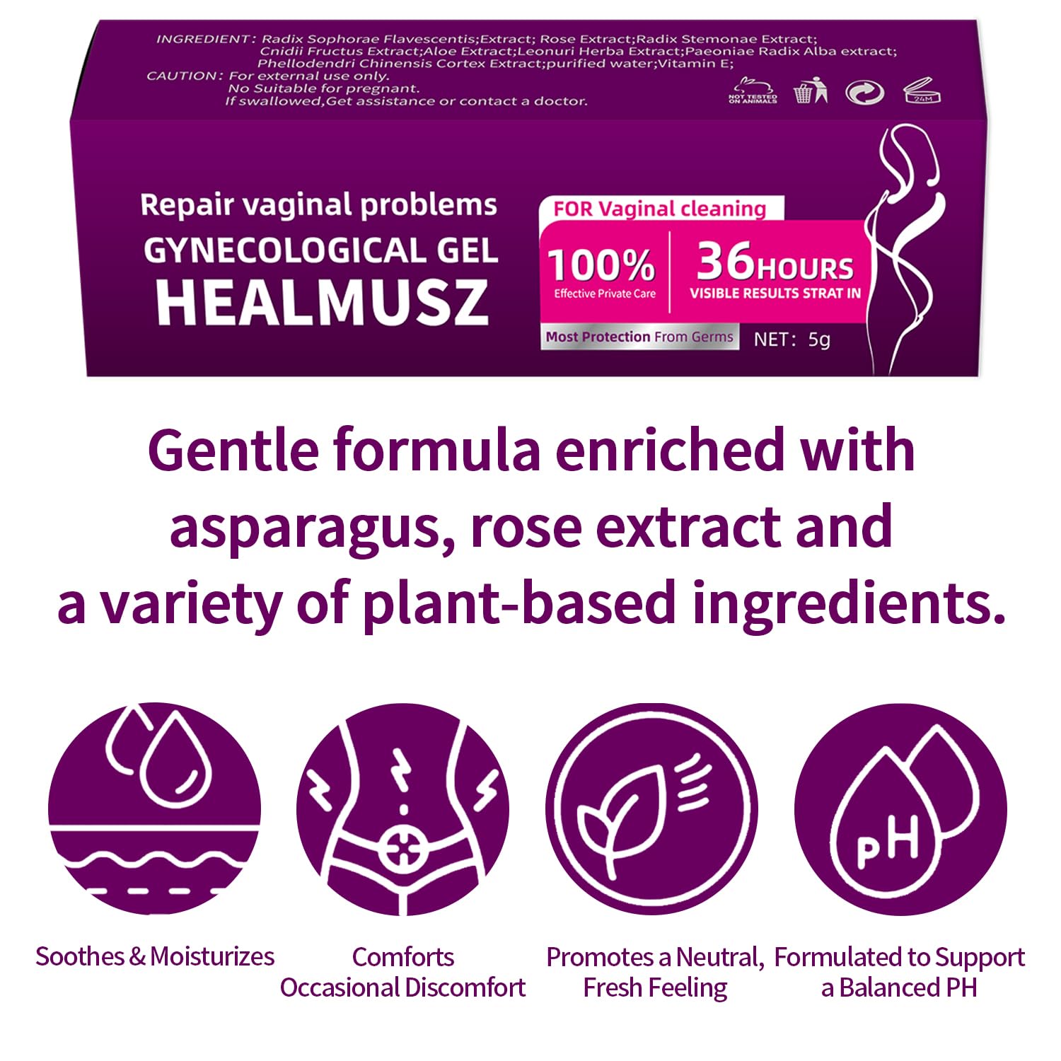 Vaginal Moisturizing Gel, Long Lasting for Vaginal Dryness & Irritation, Vaginal Moisturizer with Hyaluronic Acid & Vitamin E,Feminine Care Hormone Free, 5 Pre-Filled Tubes