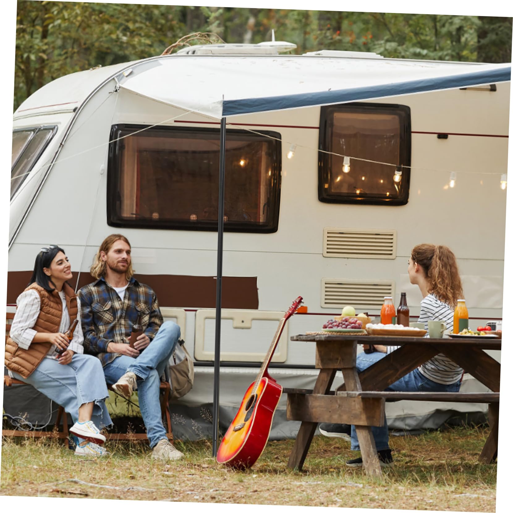 Yardwe 1 Ensemble Poteaux de Tente Réglables avec de Rangement Accessoires de Camping Poteaux de Soutien pour Auvent et Tente Installation Facile et Robuste