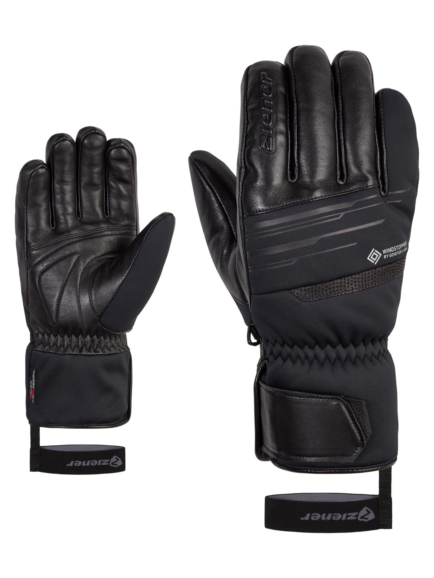 Ziener Garcel Men's Ski Gloves/Winter Sports | Primaloft Soft-Shell, Black, 10