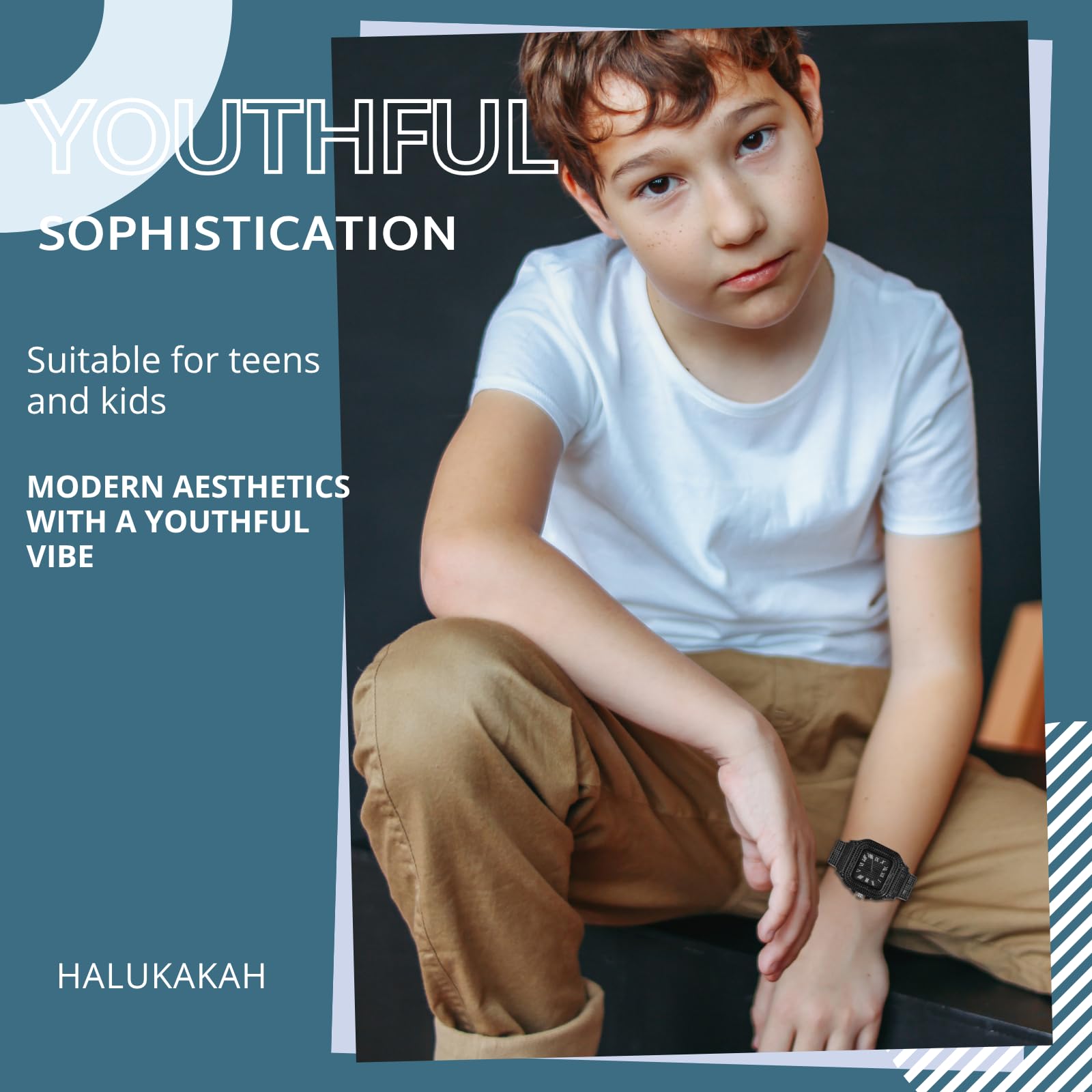 Halukakah Diamonds Watch Iced Out - Reloj para niños y adolescentes, chapado en oro real de 18 quilates, platino, rodio negro, esfera cuadrada de 40 mm, cuarzo japonés, 8 pulgadas de longitud