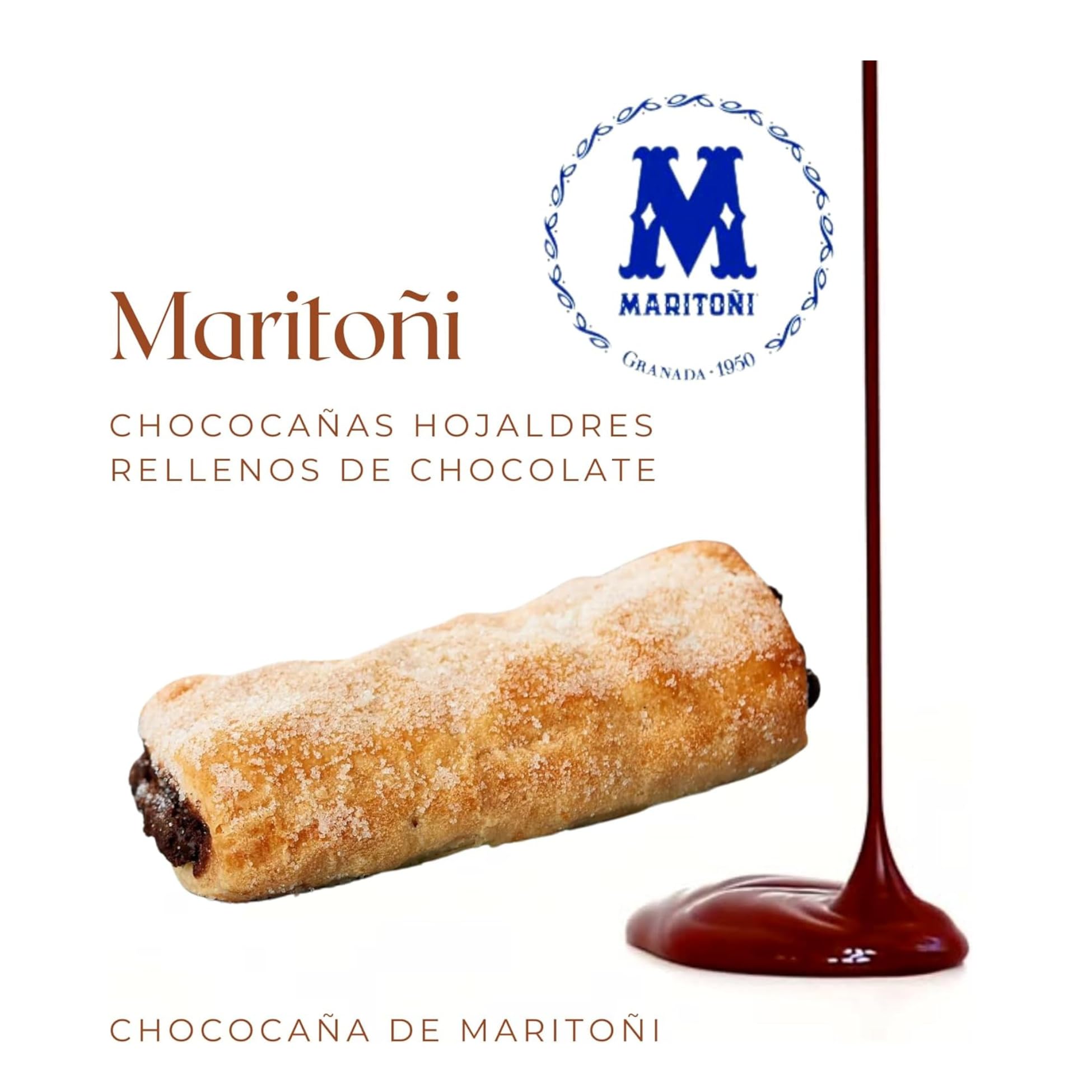 Chococañas Maritoñi Granada Hojaldre Relleno Crema Chocolate Artesano Pack 18 Uds