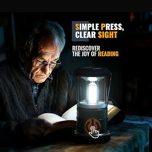 Miniatura 8 de Linterna LED para campamento, 1500 lm para cortes de energía con 4 baterías D incluidas, linterna con 4 modos de luz, luz de tienda de campaña