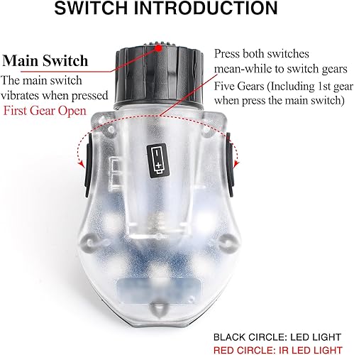 Miniatura 2 de NOBUHIRO Luz táctica de señal para casco, estroboscópico IR + estroboscópico LED azul de 5 velocidades con vibración para identificación de