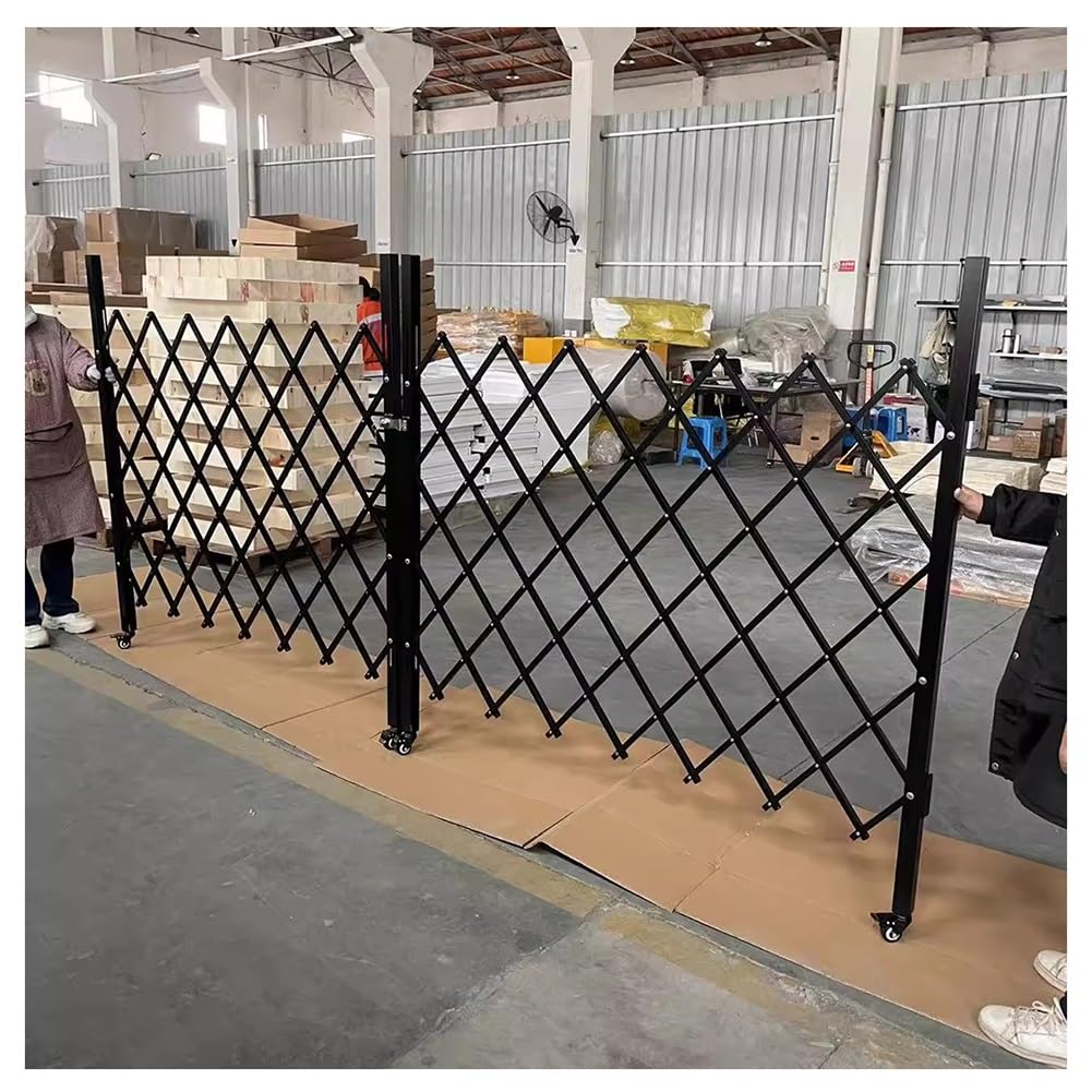 Genérico Barrera de Seguridad Plegable metálica expandible - Puerta de Entrada Ajustable, Valla Temporal portátil para Parques, garajes y hospitales - Sistema de Barricada de Seguridad de 2x2 m