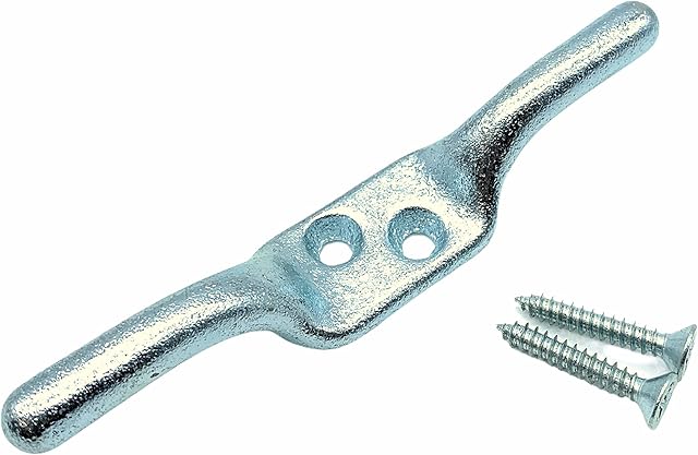 4" Inch Strong Galvanised Large Cleat Hook with Screws - Secure Washing Lines etc.