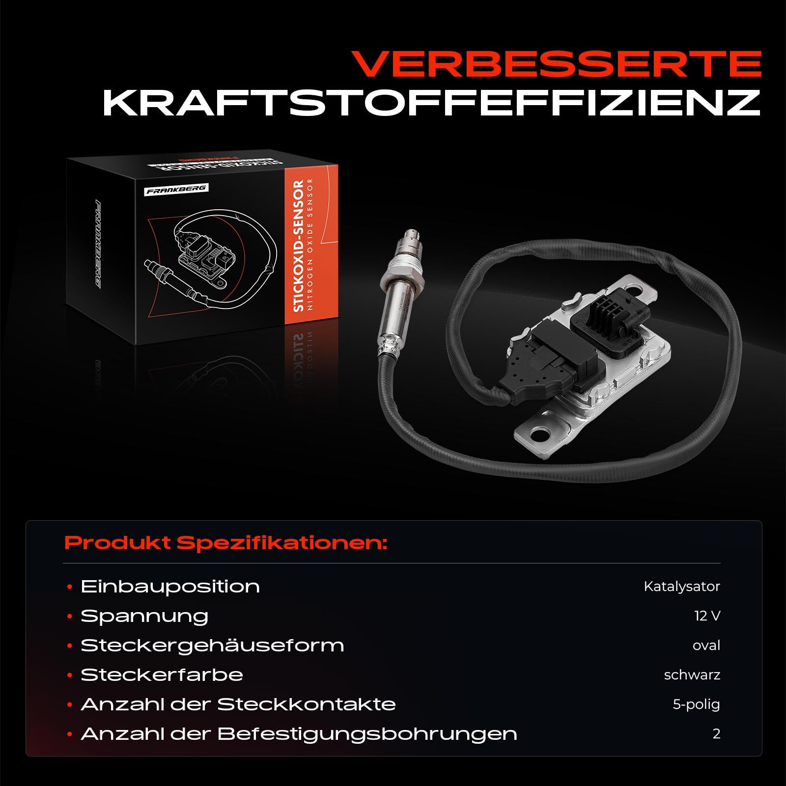 Frankberg Noxsensor Klopfsensor Sensor 5-polig Kompatibel mit T.o.u.a.r.e.g 7P5 7P6 3.0 V6 TDI 4.2 V8 TDI 2010-2018 Replace# 059907807AA,059907807AC