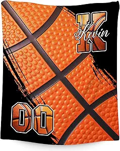 Custom Basketball Blanket, Soft Sport Throw Gifts with Name, Cozy Flannel Throw Blankets for Bed Travel, 50"x60" Gift for Boys Girls