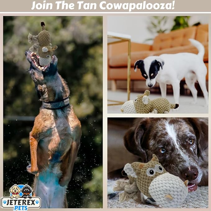 Juguete para Perro Grande - Vaca Squeaky de Tela Pineapple Plush miniatura 3