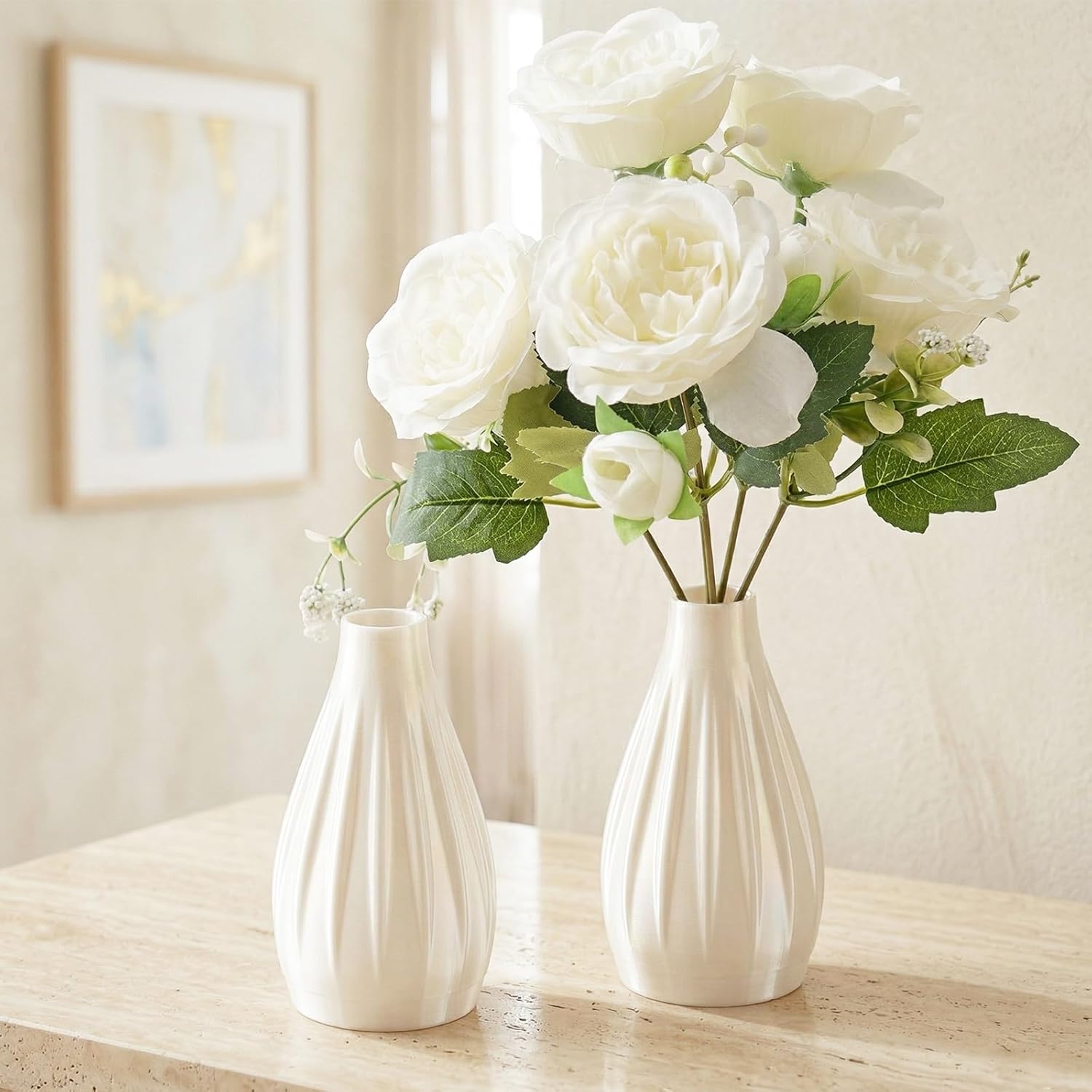 Shatterproof Small Bud Vases for Centerpieces - 4-Piece Waterproof & Weighted Mini Flower Vases (5.1" H) - Modern Table Decor for Weddings Parties & Events